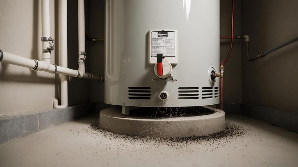 A plumber inspecting a water heater that is making gurgling noises, identifying air bubbles caused by sediment buildup or low water pressure in Sugar Hill, GA. 